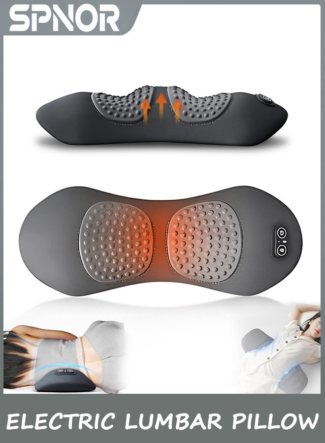 Spnor 3 in 1 Electric Lumbar Support Pillow with Adjustable Height for Bed and Chair,Back Massager with Heat,Memory Foam Back Support Pillow for Lower Back Pain Relief,Waist Wedge Bolster (Grey) - Image 1